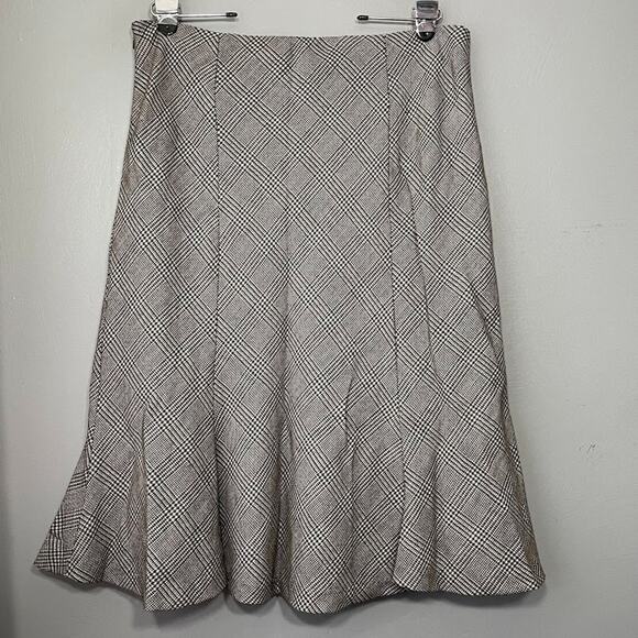 Chaps Size 16 Houndstooth Wool Flare Skirt Office Academia Y2K Twee Equestrian - Picture 4 of 10